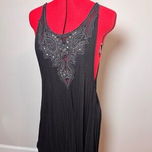 Free People Black Embroidered Lace scoop Neck Dress – Size Medium good condition